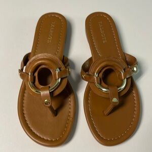 Talbots Gina Ring Vachette Leather Sandals. Size 7.5 Havana Tan